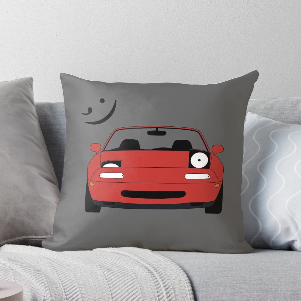 Soft and plush Mazda Miata MX5 roadster pillow with pop-up headlights design