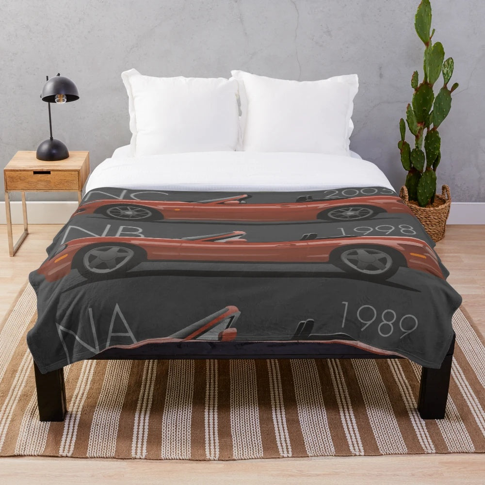 Mazda MX-5 inspired plush blanket for automotive enthusiasts