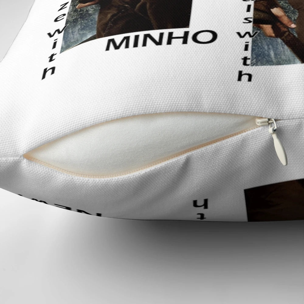 Maze Runner inspired pillow featuring characters Thomas, Newt, and Minho