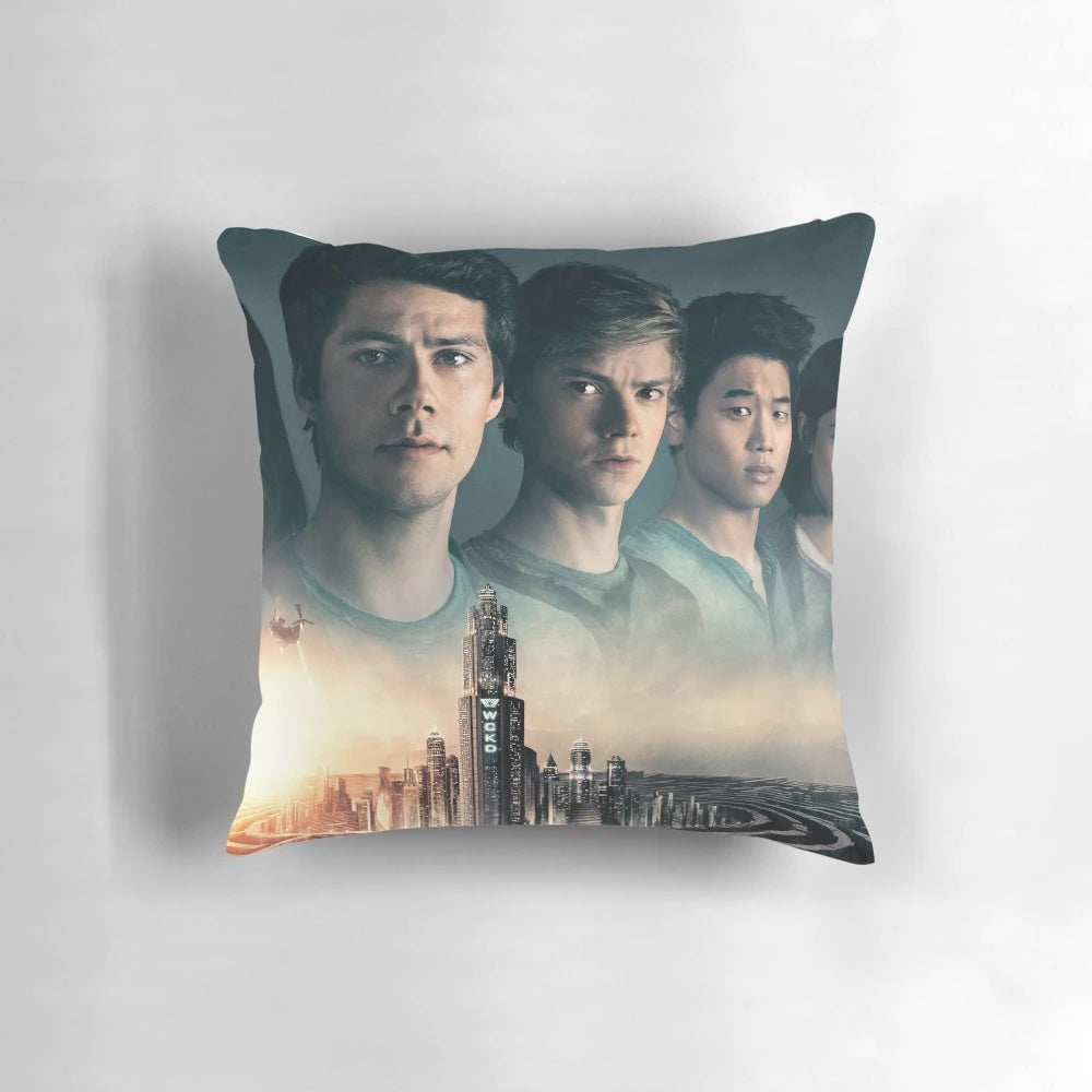 Maze Runner inspired poster pillow featuring characters from the Death Cure and Scorch Trials movies