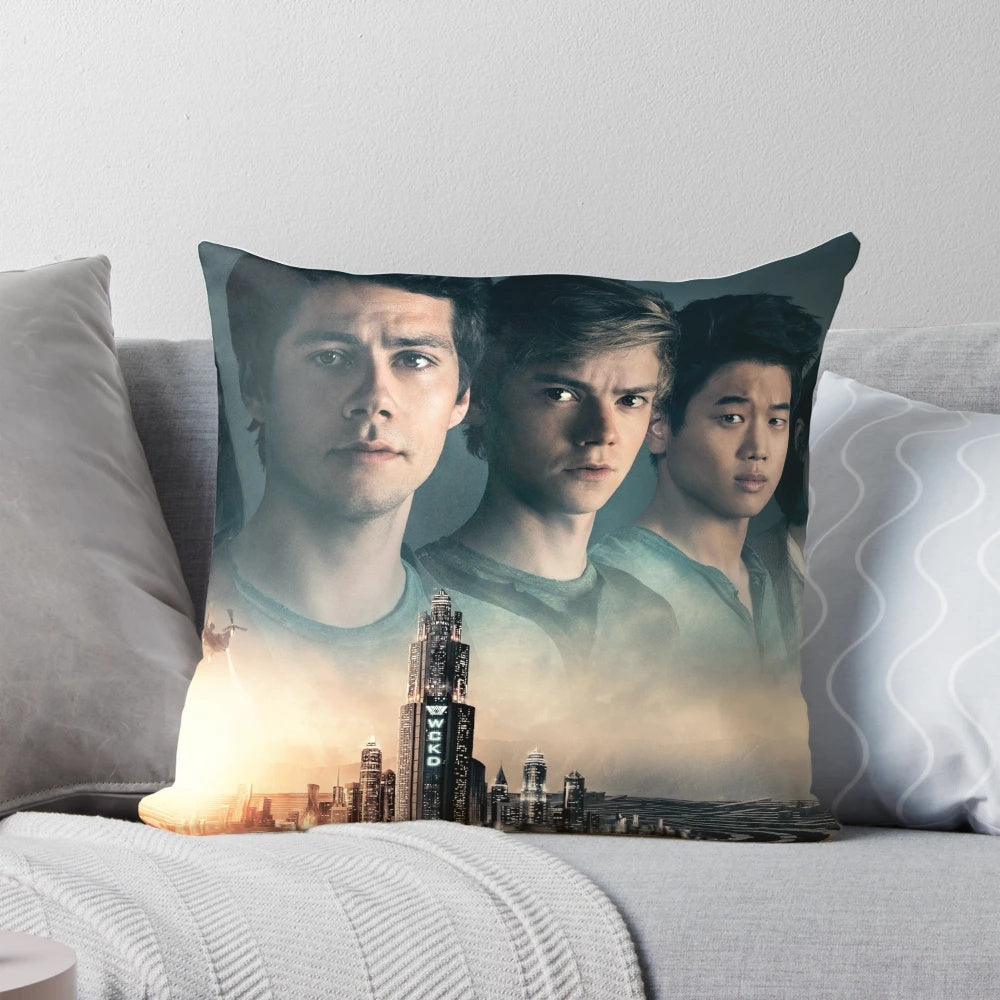 Maze Runner inspired poster pillow featuring characters from the Death Cure and Scorch Trials movies
