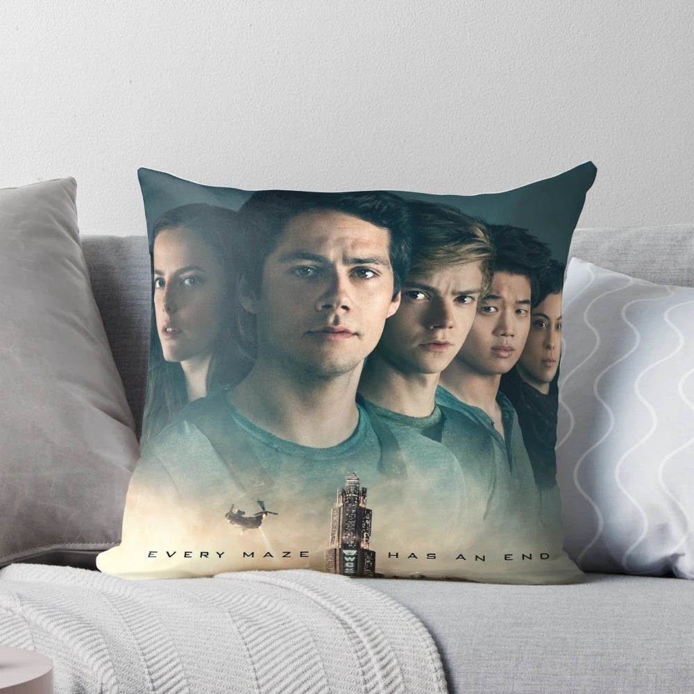 Maze Runner The Death Cure Pillow Featuring Characters Ki Hong Lee, Thomas Brodie Sangster, and Dylan O'Brien