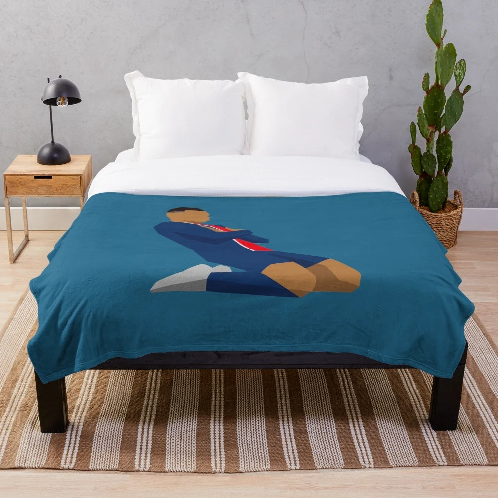 Mbappe Celebration Illustration Plush Blanket