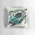 Teal colored Mclaren 720S sports car fanart design on a decorative throw pillow