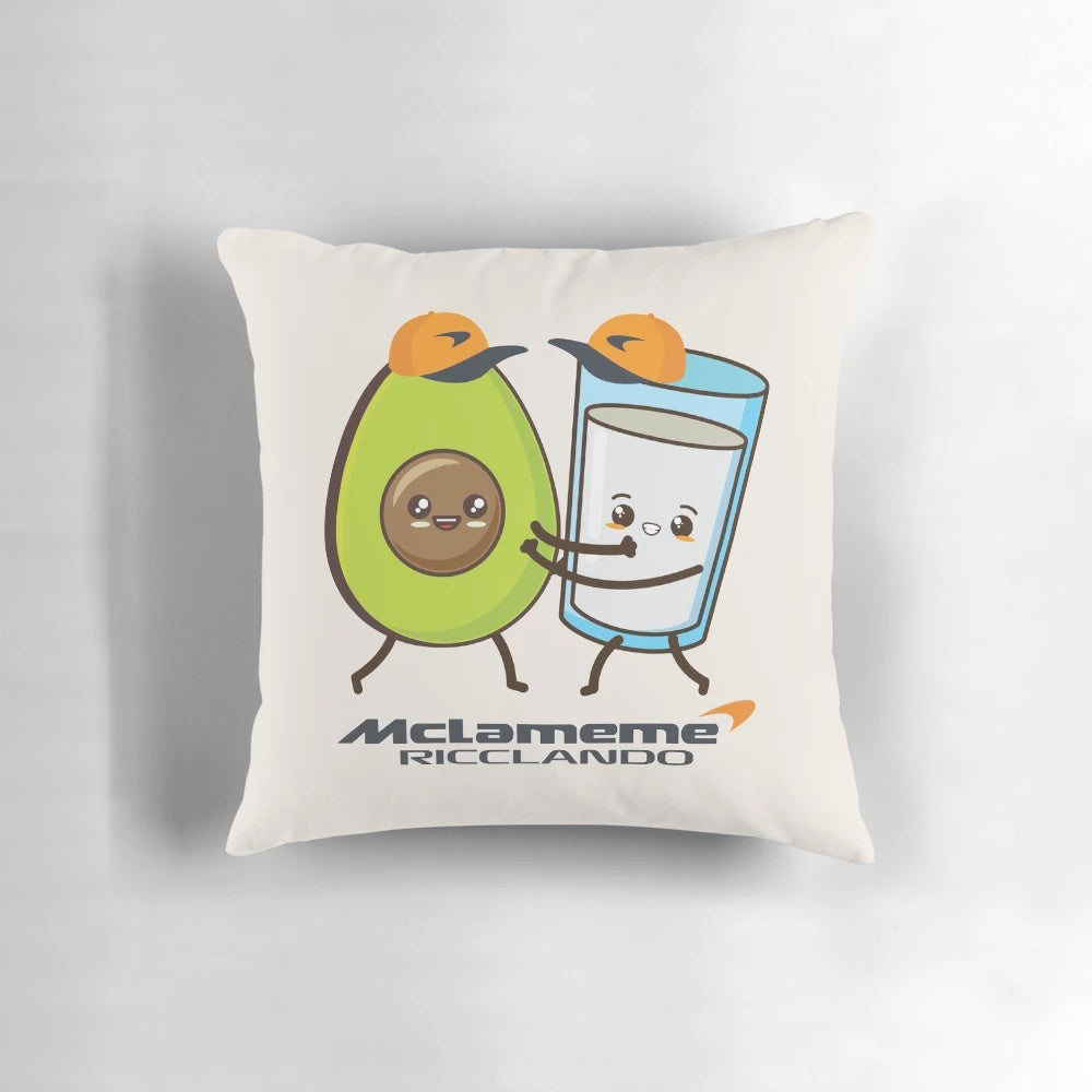 Mclaren F1 team Ricciardo and Norris pillow featuring the drivers and team logo
