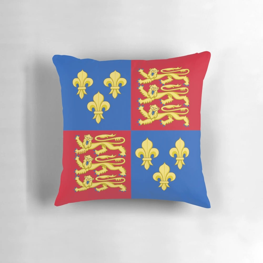 Pillow featuring the royal arms of England during the reign of King Henry V (1399-1603)