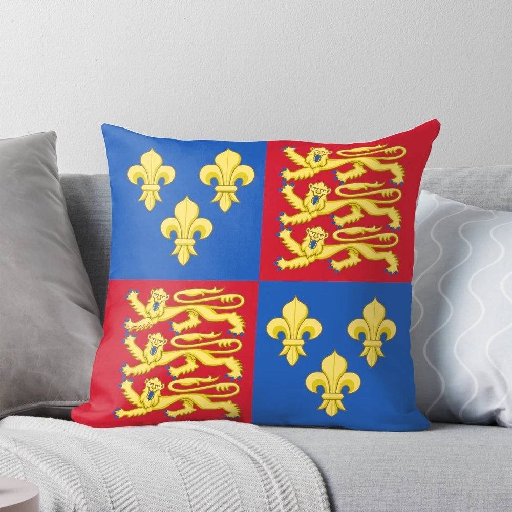 Pillow featuring the royal arms of England during the reign of King Henry V (1399-1603)