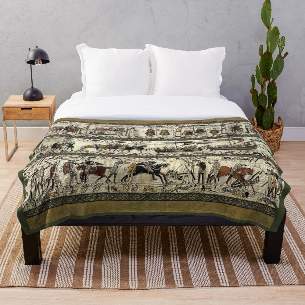Bayeux Tapestry inspired plush blanket