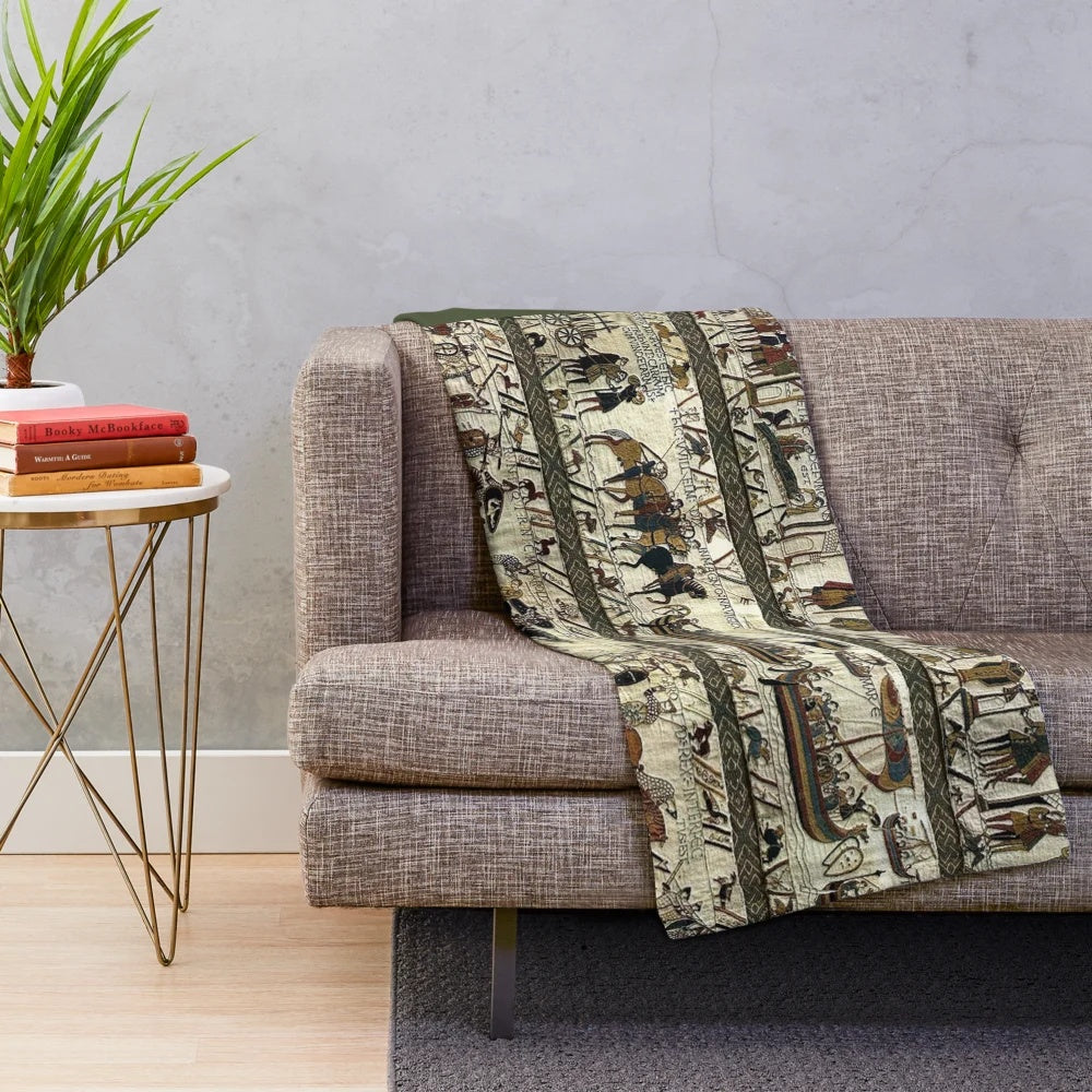 Bayeux Tapestry inspired plush blanket