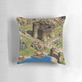 Decorative pillow featuring an oriental town design inspired by the popular Age of Empires 2 video game