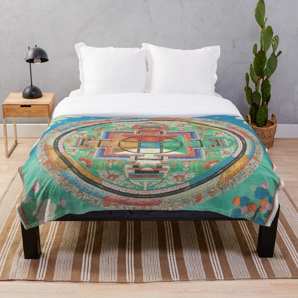 Buddhist Mandala Thangka Art Plush Blanket