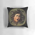 Medusa inspired pillow featuring classic renaissance-style artwork