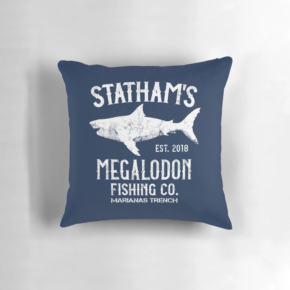 Megalodon shark from the movie The Meg featured on a plush pillow