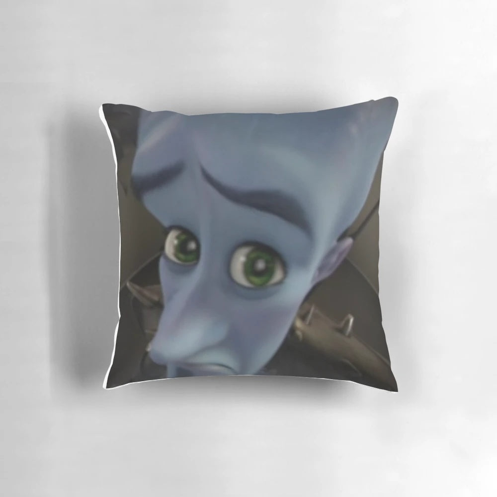 Megamind meme-inspired pillow with humorous, eye-catching design