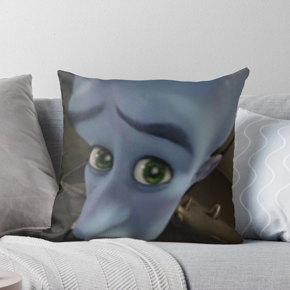 Megamind meme-inspired pillow with humorous, eye-catching design