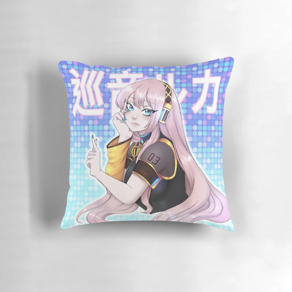 Megurine Luka "Pink Digital Diva" anime-inspired pillow featuring the vocaloid character with pink hair