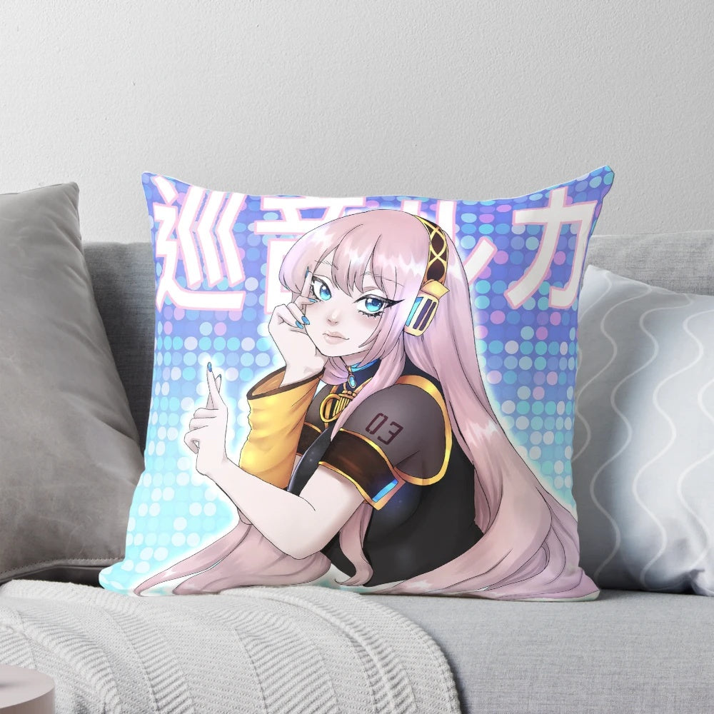 Megurine Luka "Pink Digital Diva" anime-inspired pillow featuring the vocaloid character with pink hair
