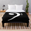 Bass Clef Plush Blanket with Musical Notes for Bass Players