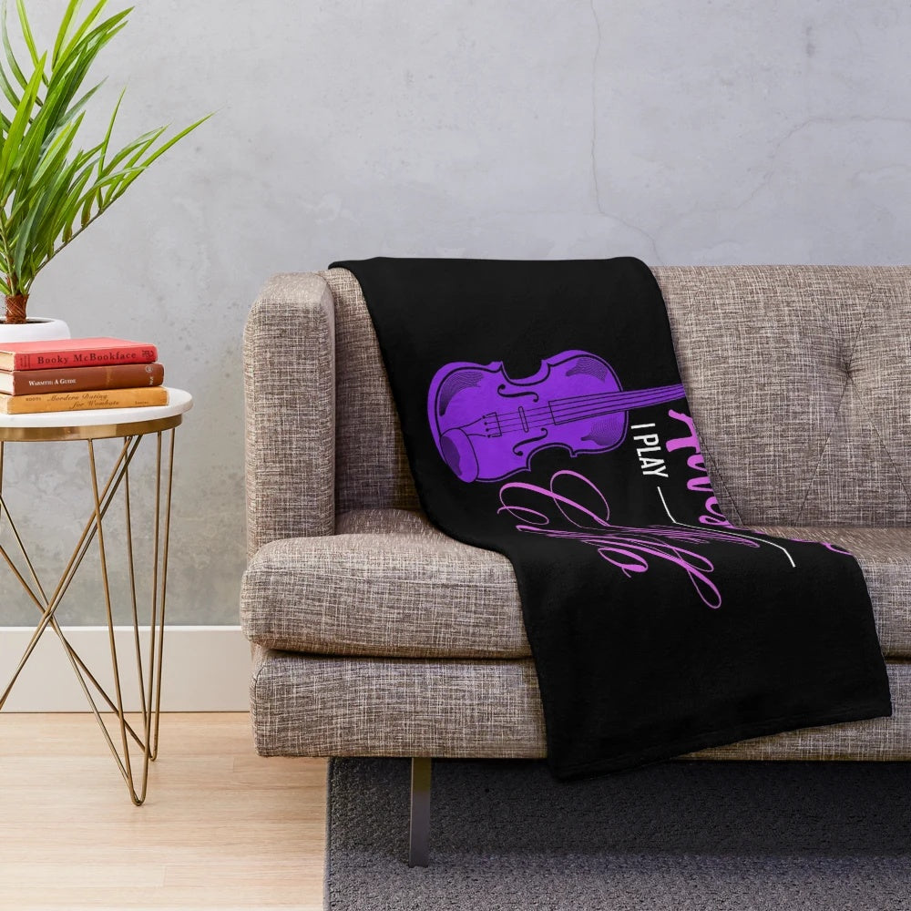 Plush blanket featuring a cellist playing a cello, a classical music instrument