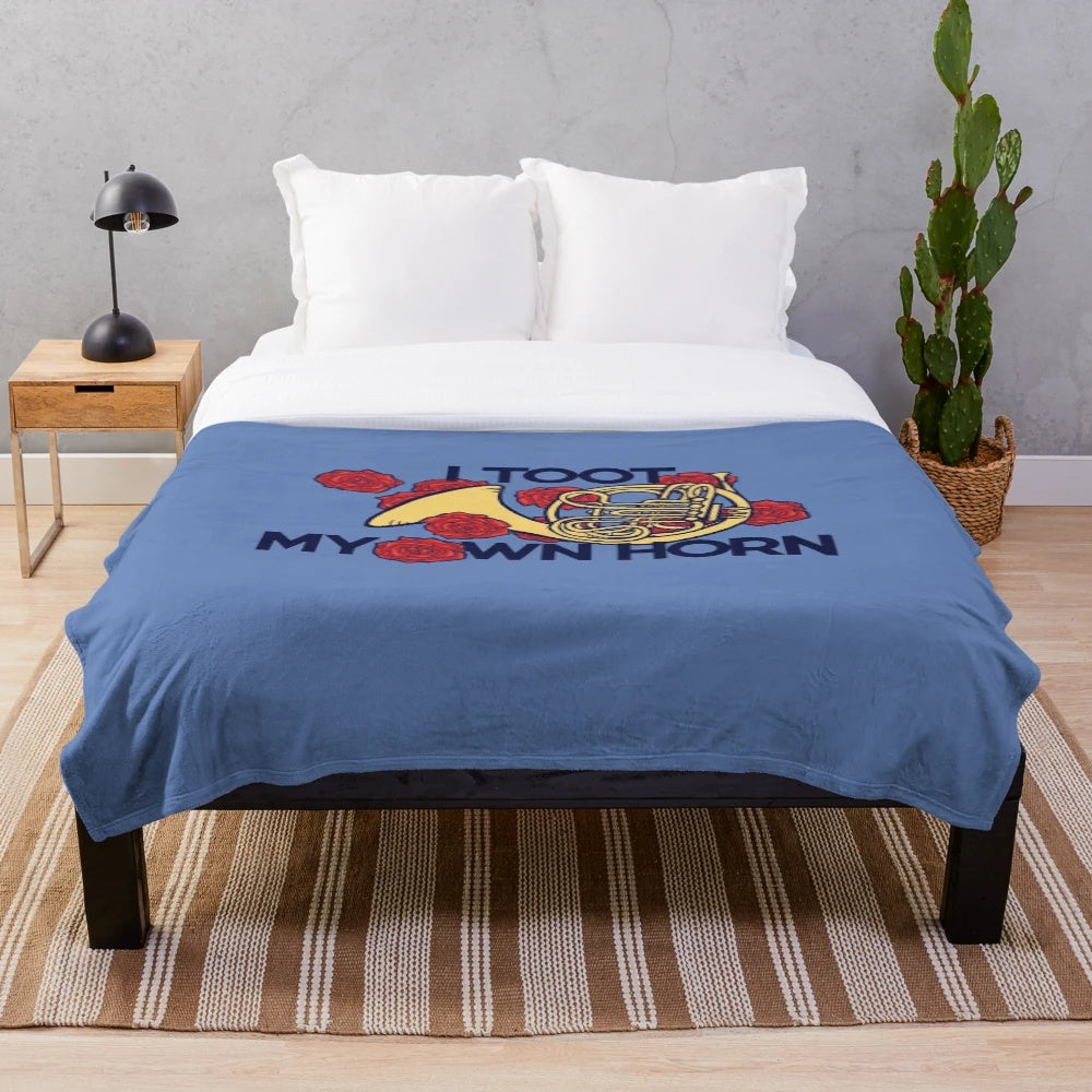 French Horn Plush Blanket for Music Enthusiasts
