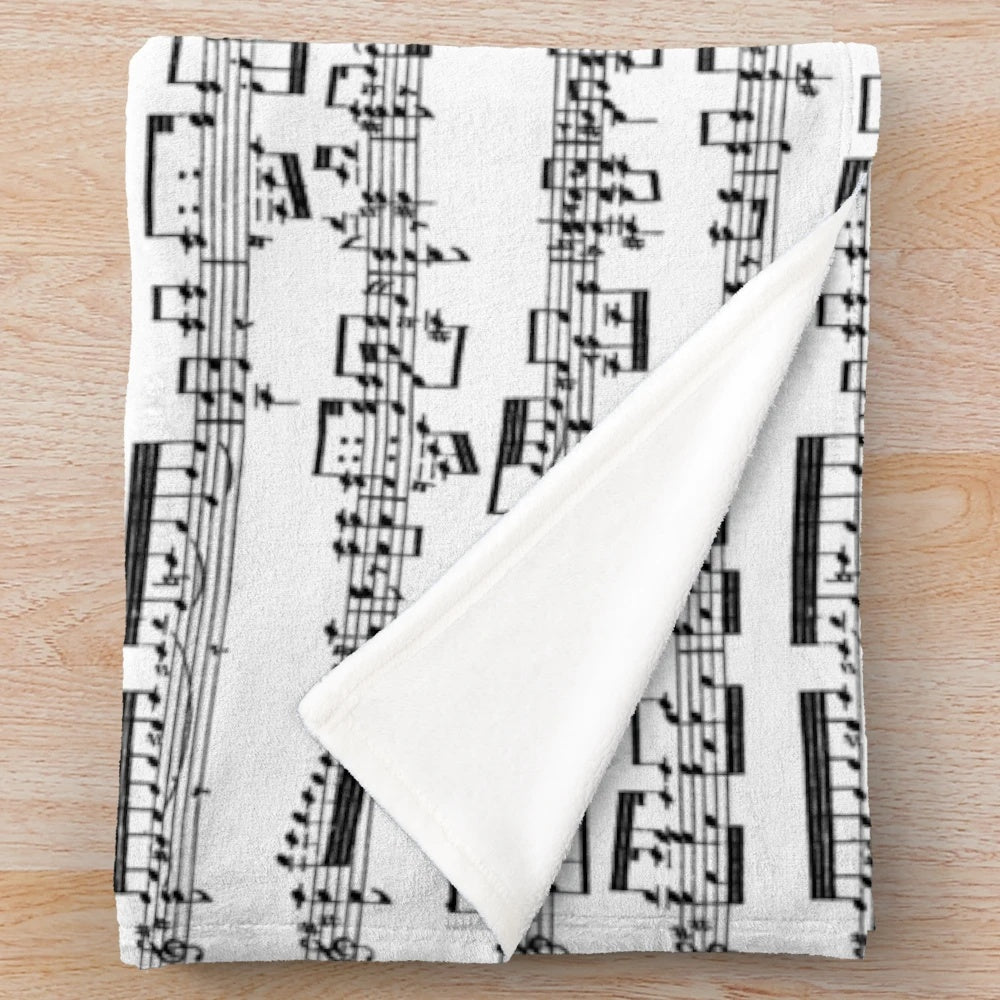 Sheet Music Plush Blanket featuring minimalist musical notes and compositions