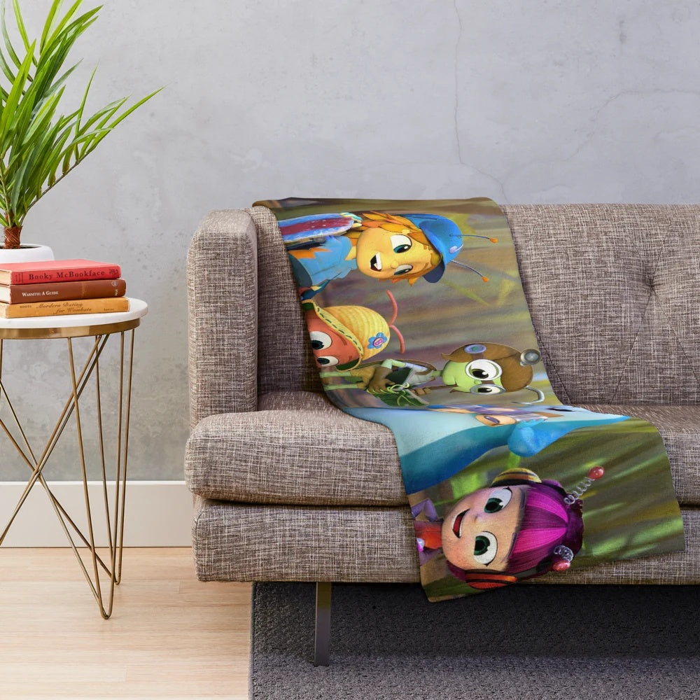 Music Bugs Plush Blanket featuring colorful musical insects