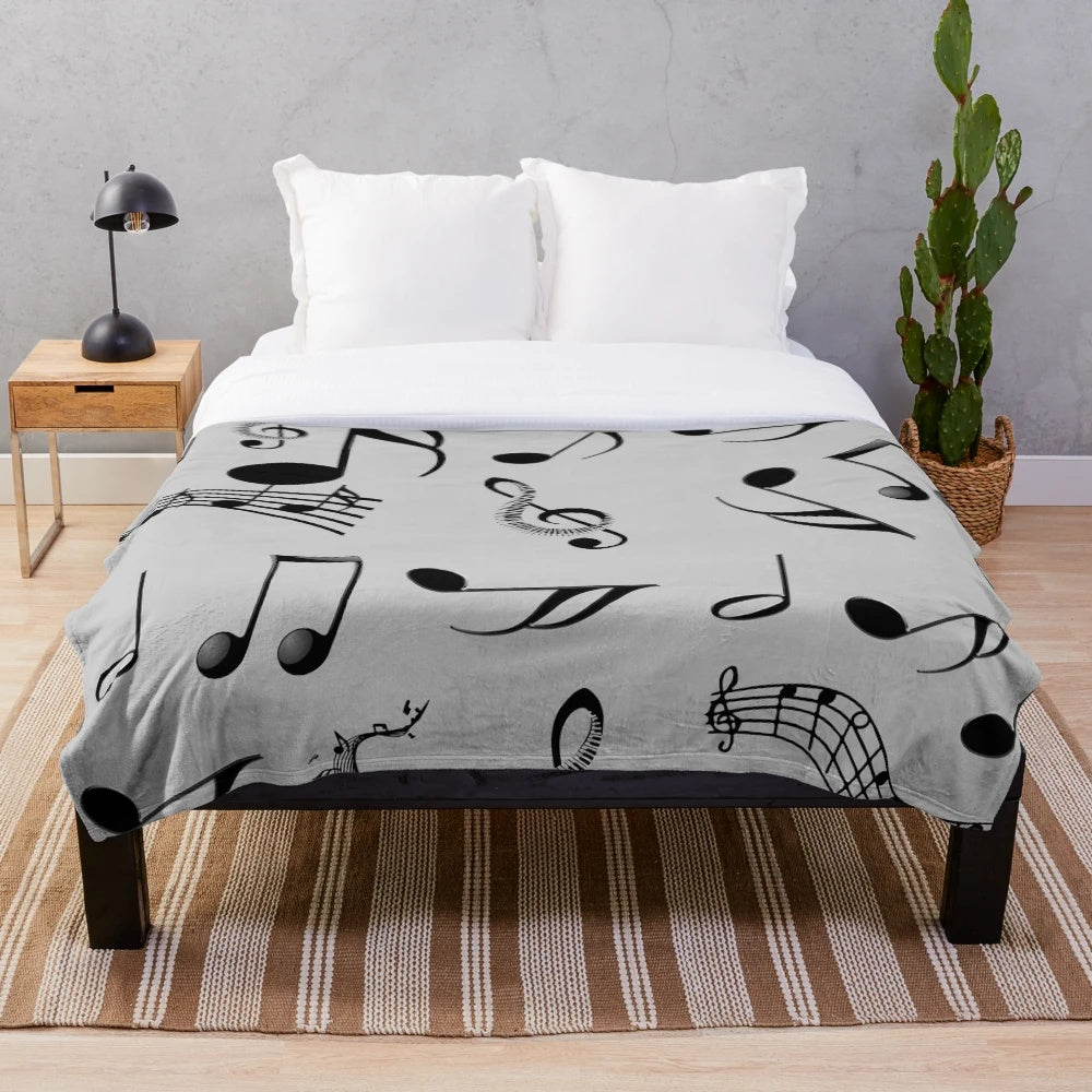 Musical notes plush blanket with a soft, cozy design
