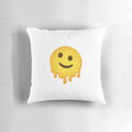 Colorful melting face emoji-shaped plush pillow for home, office, and pet use