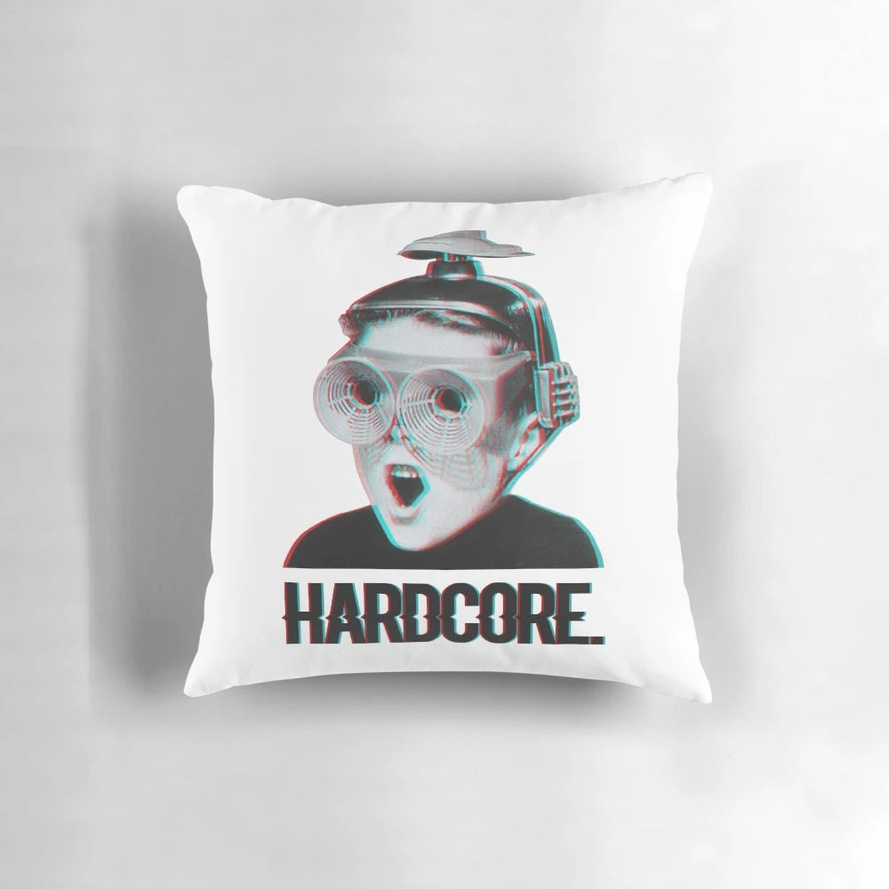 Hardcore meme boy with 3D vintage effect on a decorative throw pillow