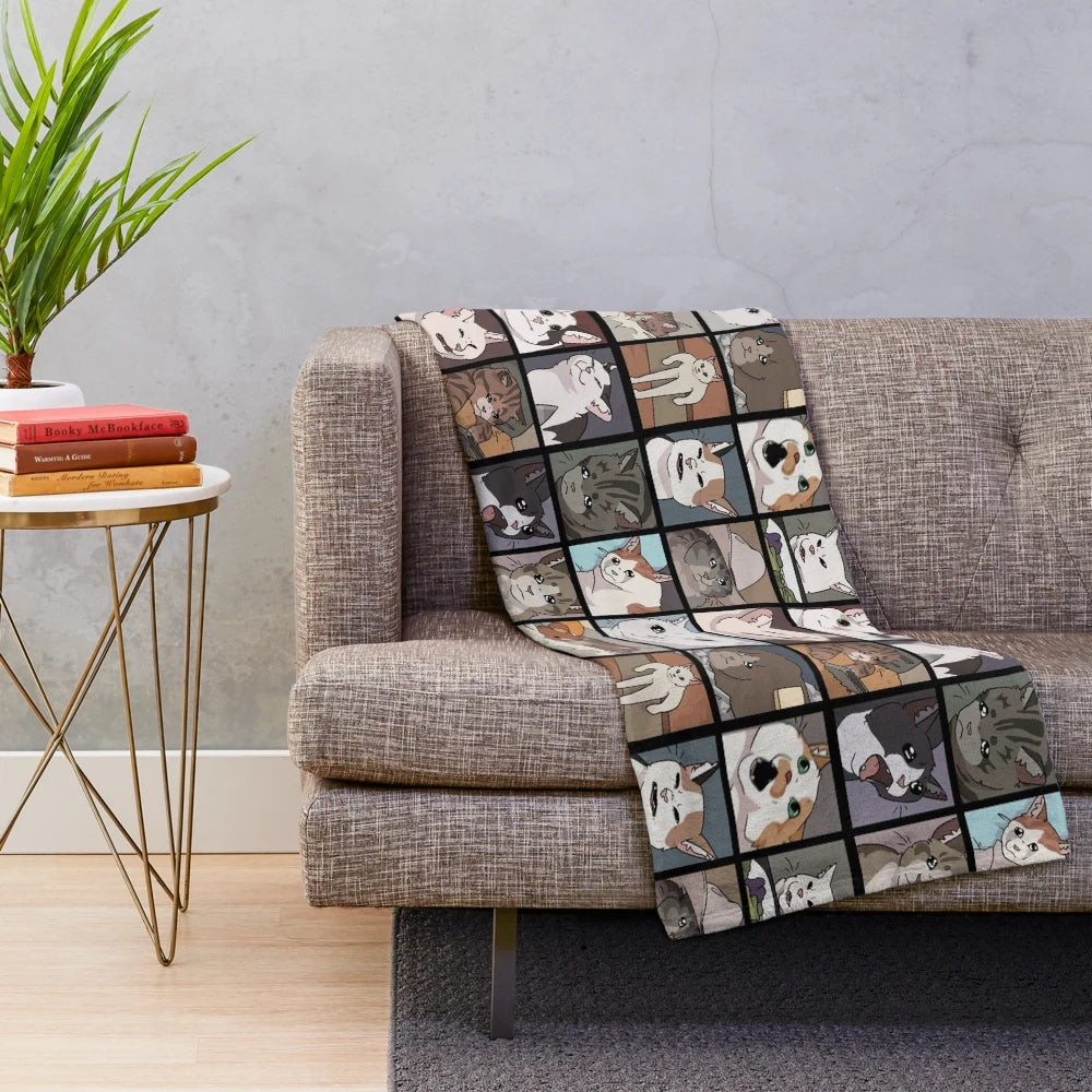 Meme Cats 2.0 Plush Blanket featuring a funny crying cat meme design