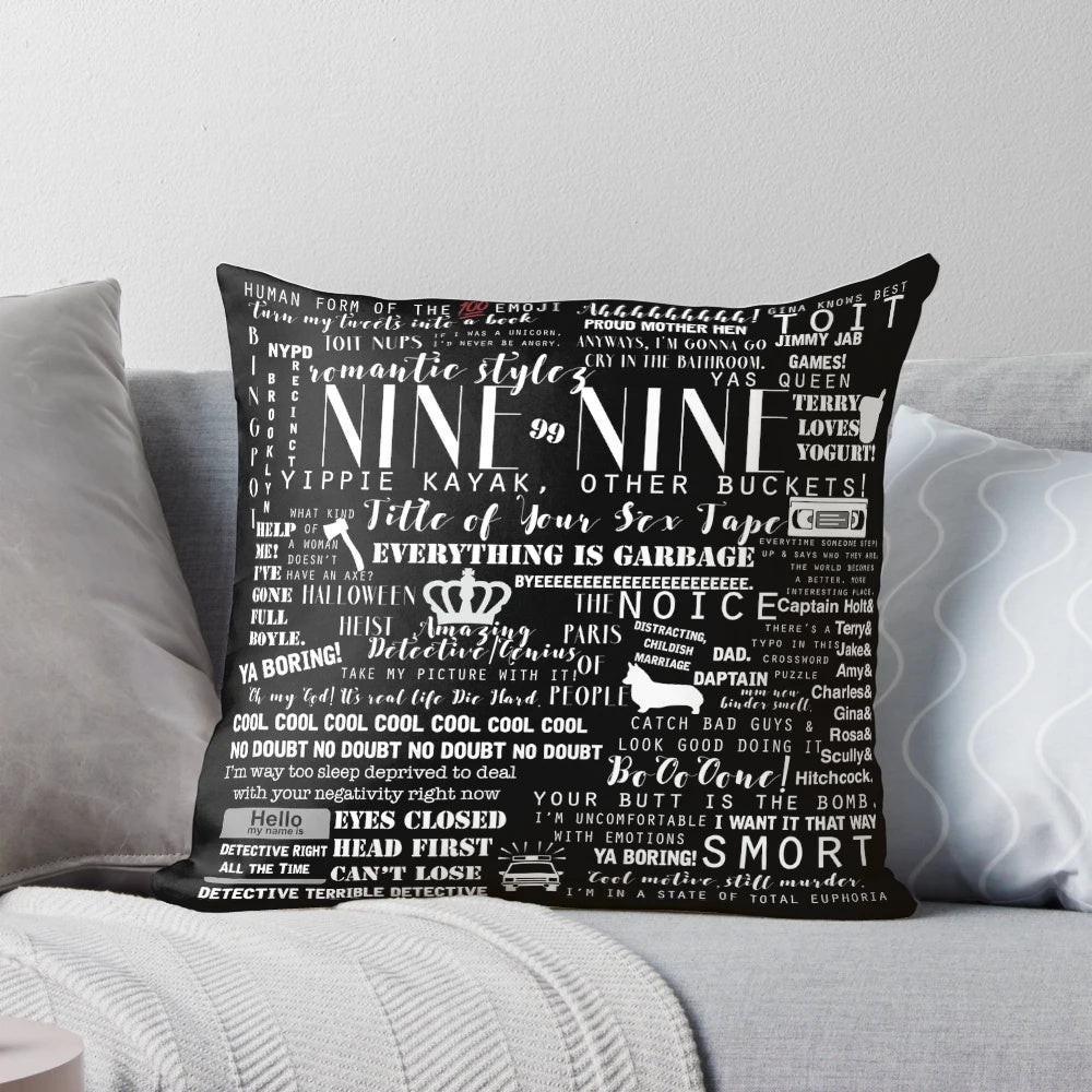 B99 Memorable Quotes Pillow featuring iconic characters and quotes from the hit TV show