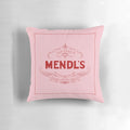 Mendl's Pillow, a decorative pillow inspired by the iconic patisserie from the Wes Anderson film The Grand Budapest Hotel.