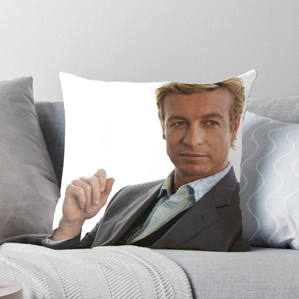 Mentalist-inspired Jane Patrick character pillow for home decor