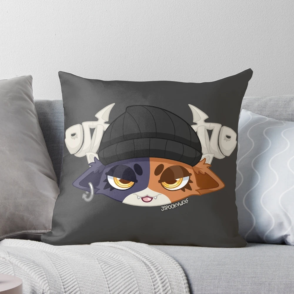 Meowskulls Cat Skull Decorative Pillow