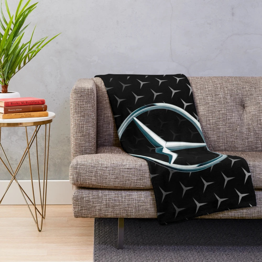 Grey plush blanket with Mercedes AMG logo