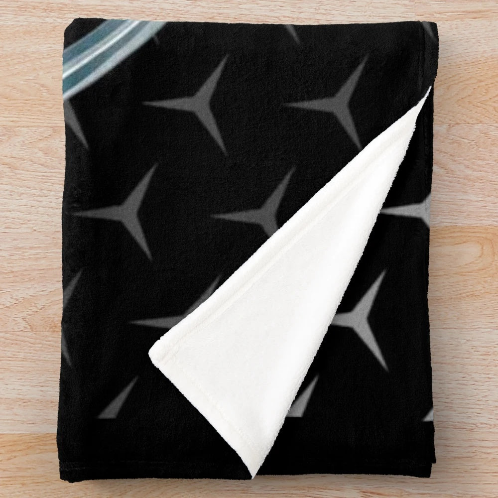Grey plush blanket with Mercedes AMG logo