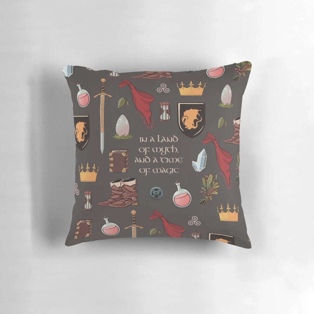 Merlin the Magician Pillow featuring the iconic Triskelion symbol and dragon egg design