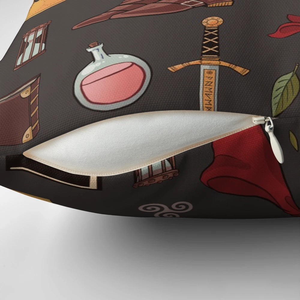 Merlin the Magician Pillow featuring the iconic Triskelion symbol and dragon egg design