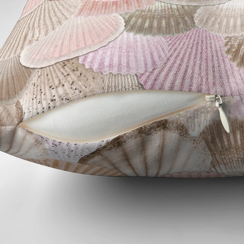 Rose gold mermaid shell decorative throw pillow