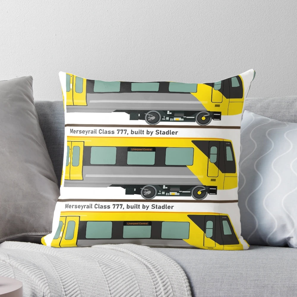 Merseyrail Class 777 Pillow featuring the iconic Merseyside railway design