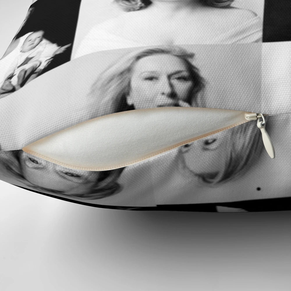 Decorative pillow featuring a portrait of acclaimed actress Meryl Streep