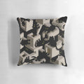 Surreal 3D black cat tree optical illusion on a decorative pillow