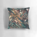 Melting copper abstract design on a decorative throw pillow with psychedelic shapes and colors