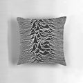 Monochrome wave pattern inspired by the iconic "Unknown Pleasures" album cover, abstract optical art design