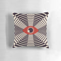 Minimalist all seeing eye pillow with a bold, graphic design