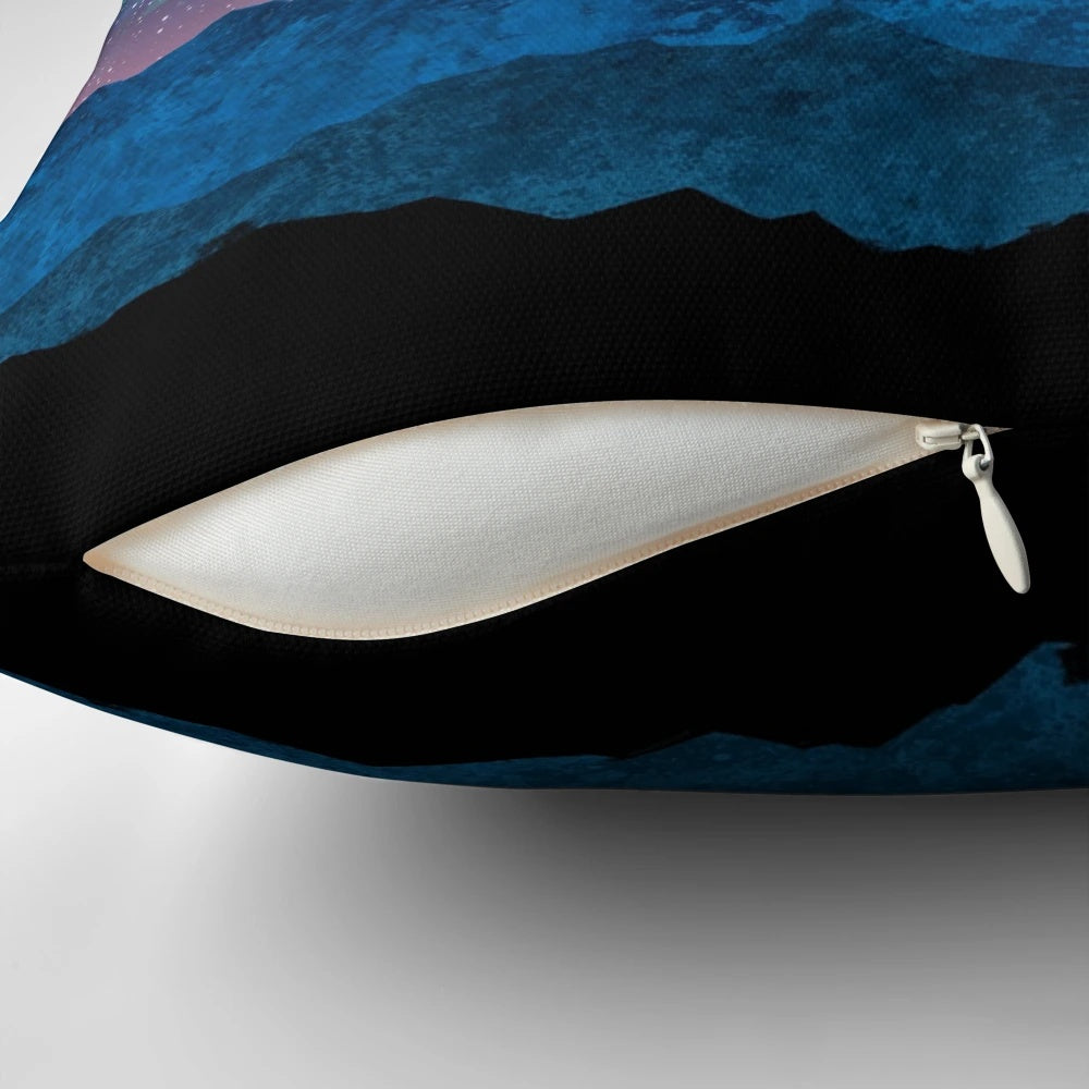 Stunning aurora borealis over a mountain landscape on a soft, comfortable pillow