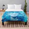 Blue scorpion plush blanket with fantasy and abstract design