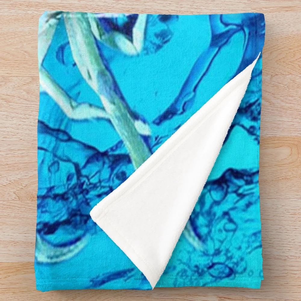 Blue scorpion plush blanket with fantasy and abstract design