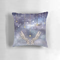 Decorative throw pillow featuring a watercolor design of falling stars, inspired by the A Court of Thorns and Roses book series.