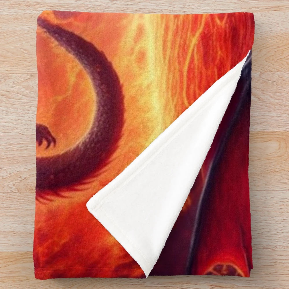 Fire and Water Plush Blanket with Mythical Dragon Design